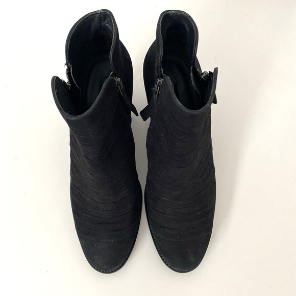Paul Green Malibu Sliced Zip Bootie Ankle Boot Black Block Heel Suede 3.5UK 6 US - Picture 3 of 9